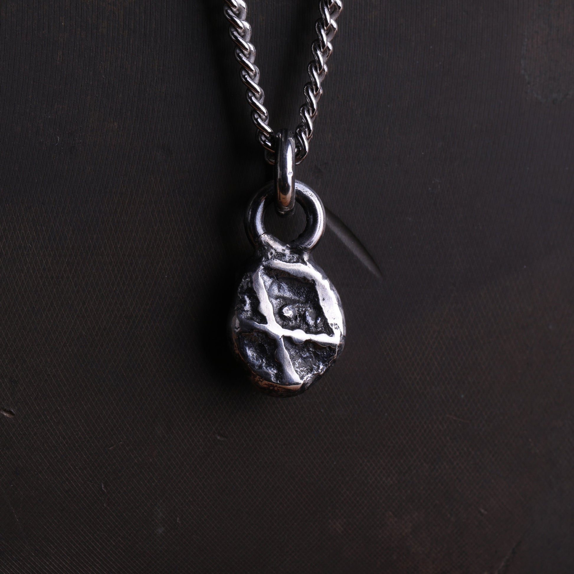 EIJI Necklace Raw Diamon + Silver handmade jewelry for man oxidized sterling silver jewelry for men rustic handmade jewelry man