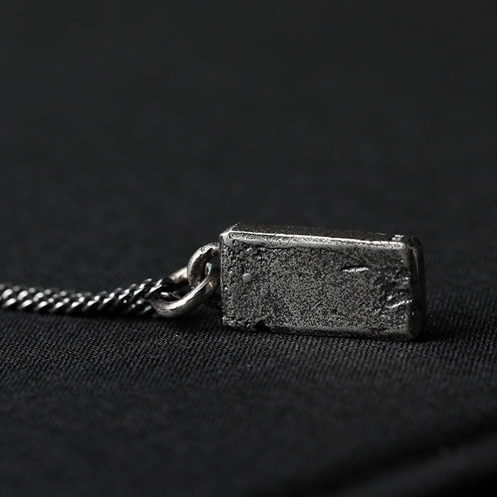 EIJI Necklace Rectangle Bar Pendant handmade jewelry for man oxidized sterling silver jewelry for men rustic handmade jewelry man