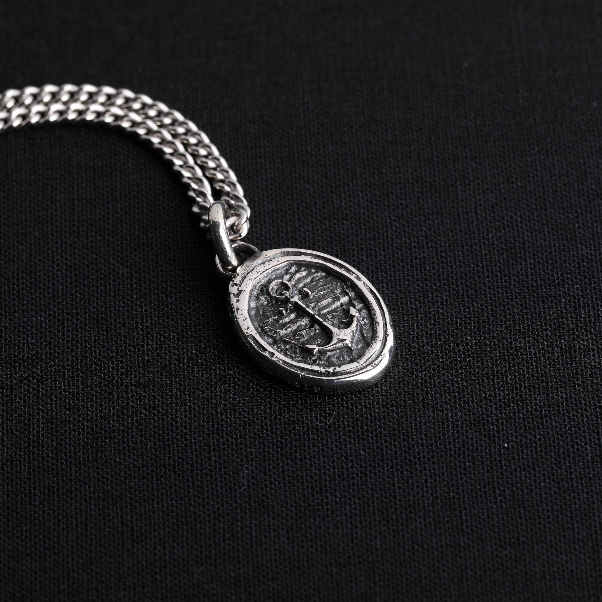 EIJI Necklace Rustic Anchor Tag Pendant n Sterling Silver handmade jewelry for man oxidized sterling silver jewelry for men rustic handmade jewelry man