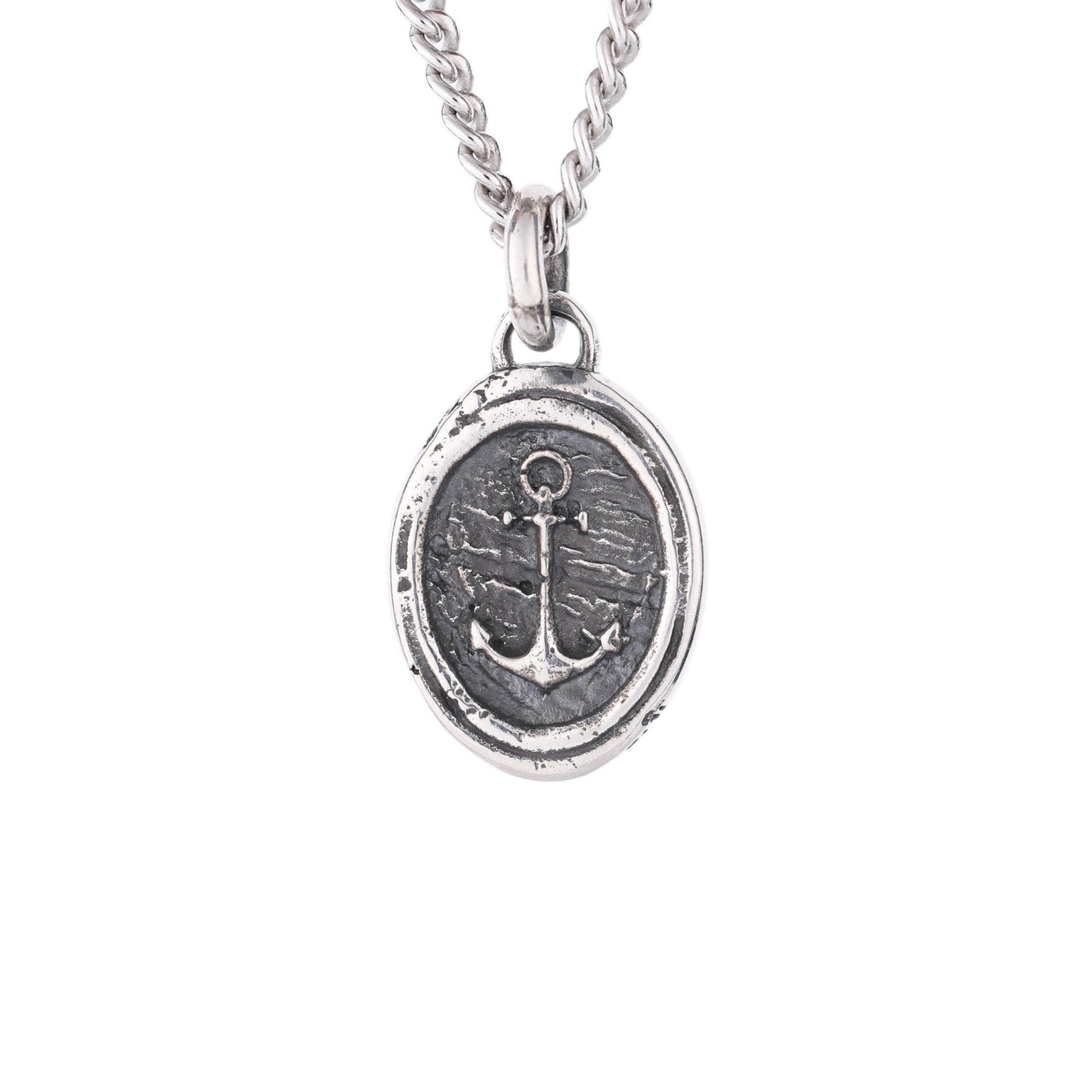 EIJI Necklace Rustic Anchor Tag Pendant n Sterling Silver handmade jewelry for man oxidized sterling silver jewelry for men rustic handmade jewelry man