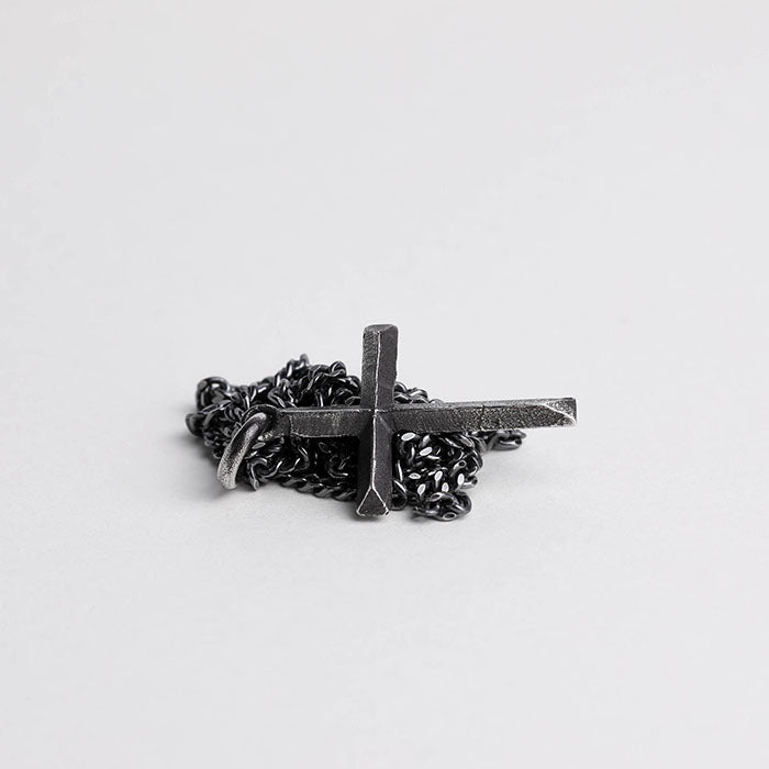 EIJI Necklace Rustic Cross handmade jewelry for man oxidized sterling silver jewelry for men rustic handmade jewelry man