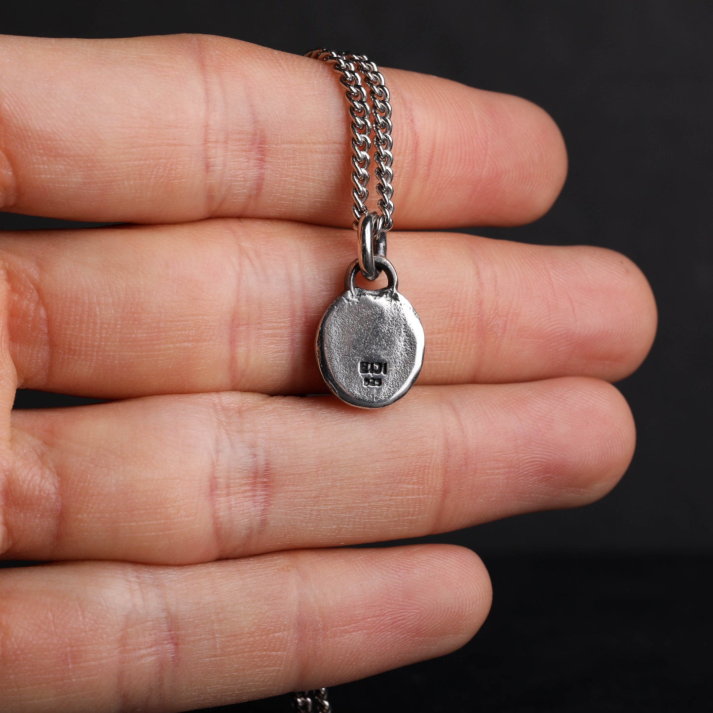 EIJI Necklace Rustic Tag Pendant handmade jewelry for man oxidized sterling silver jewelry for men rustic handmade jewelry man