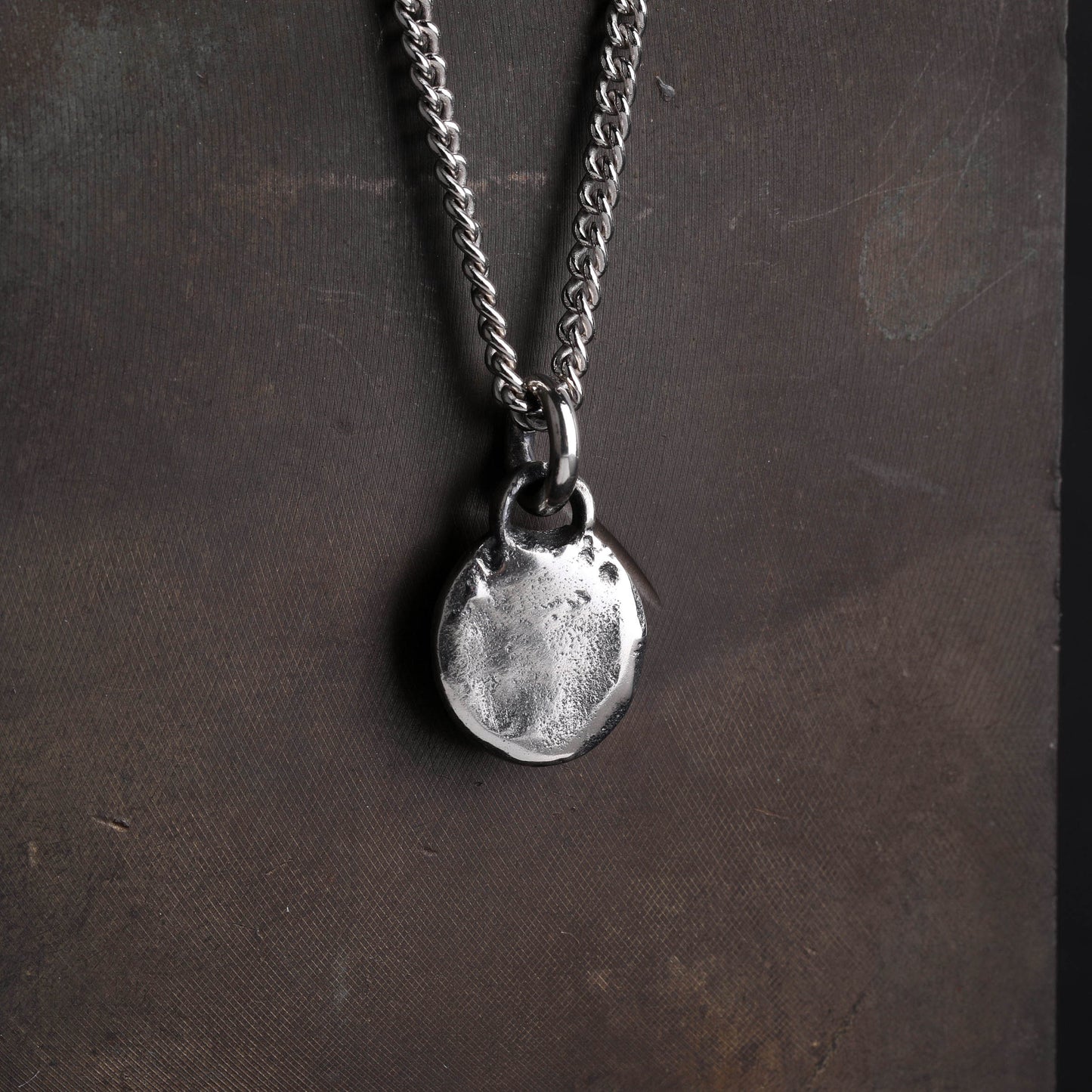 EIJI Necklace Rustic Tag Pendant handmade jewelry for man oxidized sterling silver jewelry for men rustic handmade jewelry man