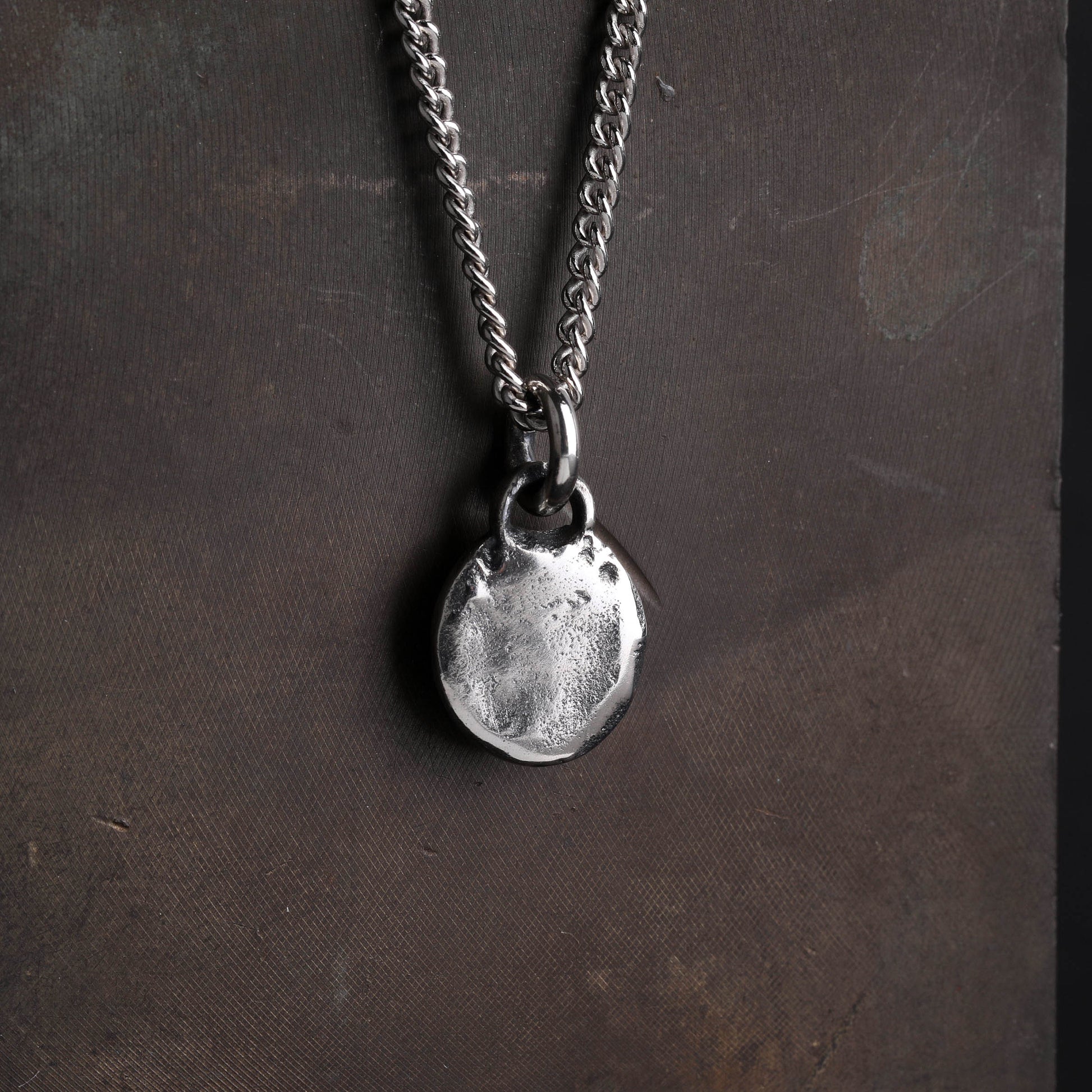 EIJI Necklace Rustic Tag Pendant handmade jewelry for man oxidized sterling silver jewelry for men rustic handmade jewelry man