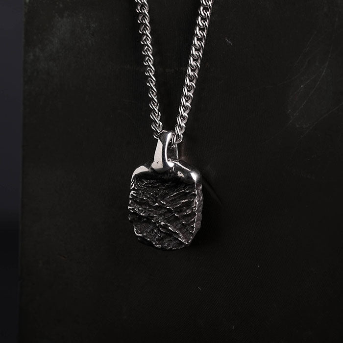 EIJI Necklace Rustic Textured Tag handmade jewelry for man oxidized sterling silver jewelry for men rustic handmade jewelry man