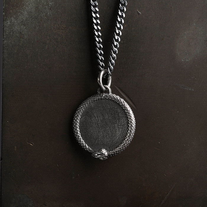 EIJI Necklace Snake Ouroboros Tag handmade jewelry for man oxidized sterling silver jewelry for men rustic handmade jewelry man