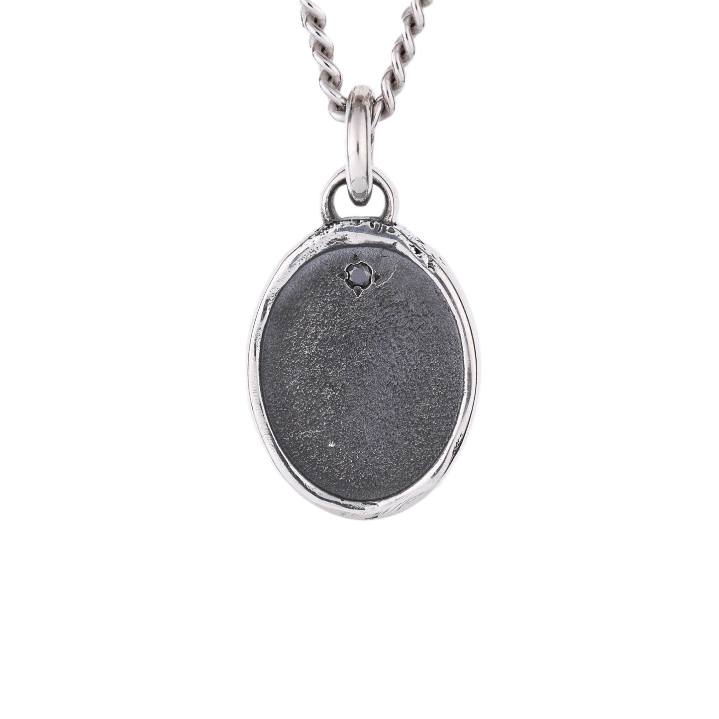 EIJI Necklace Solitaire Black Diamond Tag Pendant in Sterling Silver handmade jewelry for man oxidized sterling silver jewelry for men rustic handmade jewelry man
