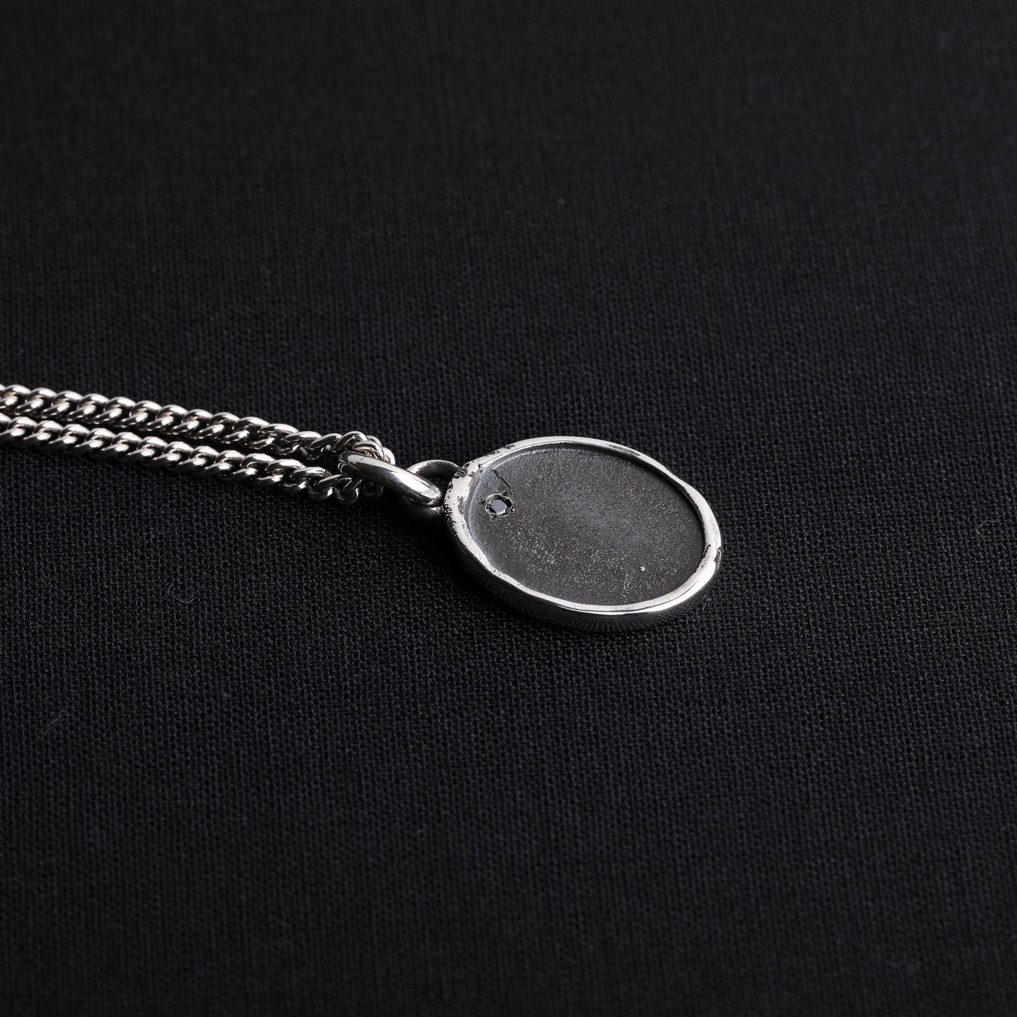 EIJI Necklace Solitaire Black Diamond Tag Pendant in Sterling Silver handmade jewelry for man oxidized sterling silver jewelry for men rustic handmade jewelry man